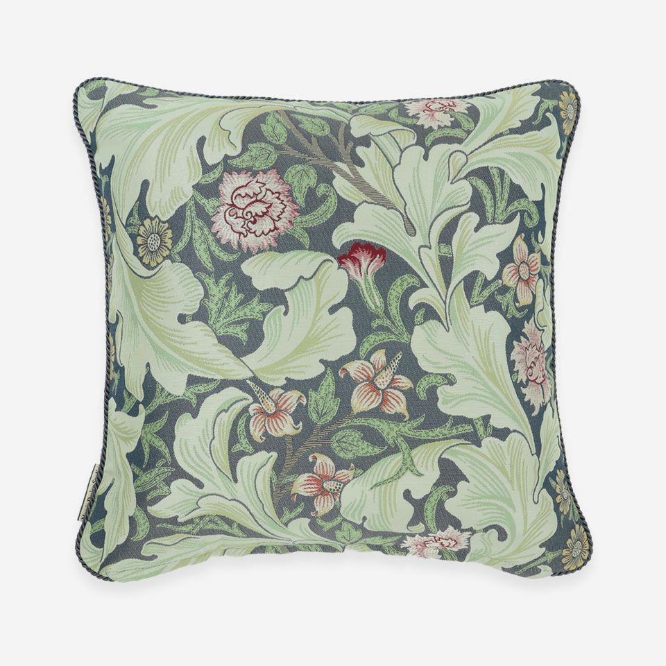 ウィリアムモリスクッション(レスターアカンサス/色:ブルーグリーン)45×45 Morris Design Studio(モリス) レスターアカンサス クッション