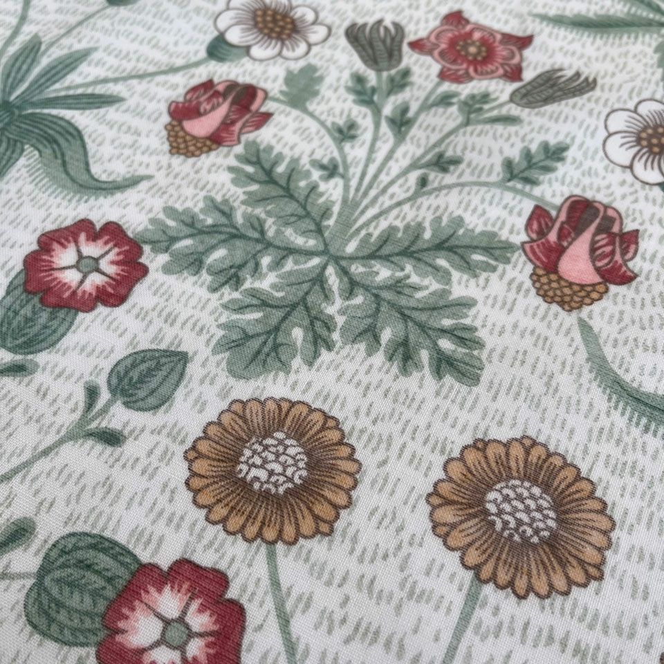 草の茂みを背景に野生のデイジーが楽しげに表現されています