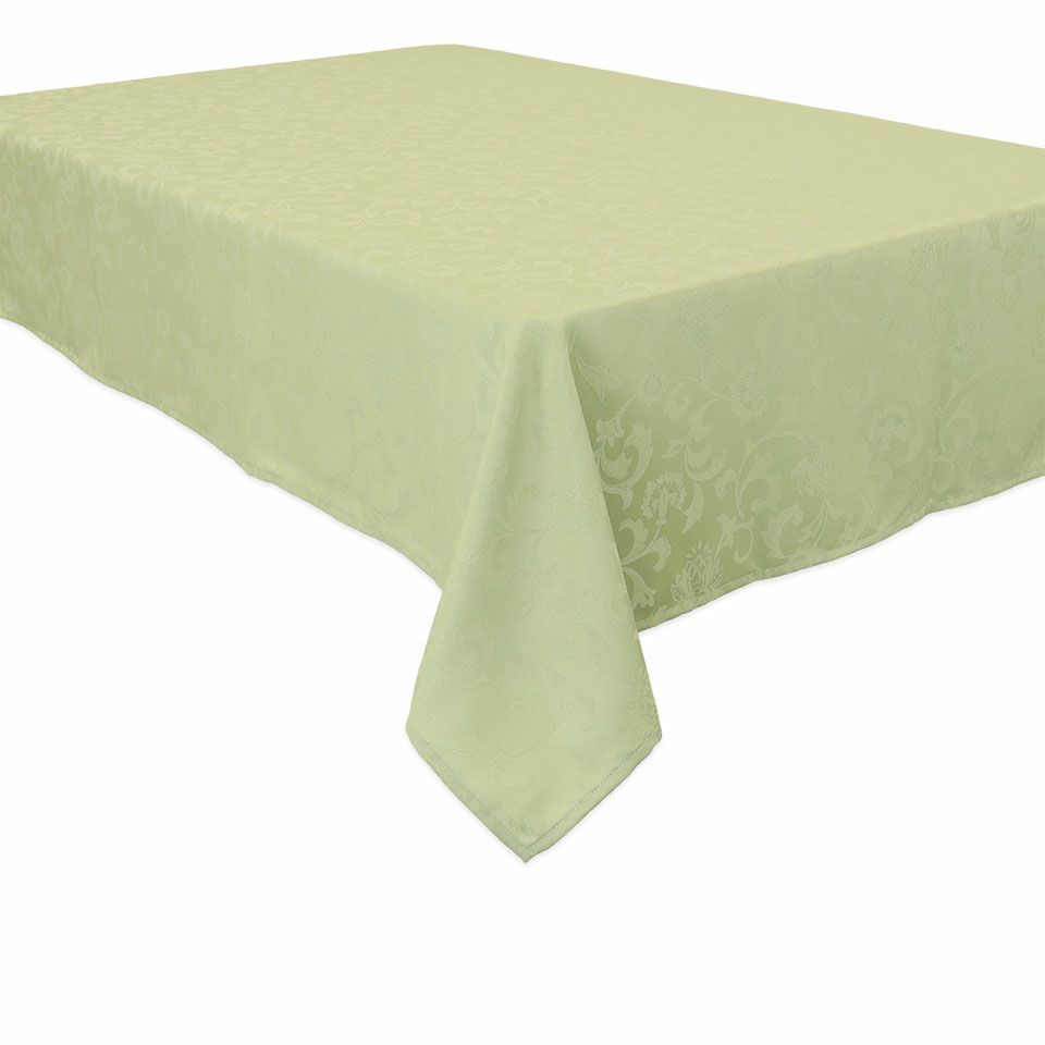 ハドンホール柄を唐草模様に着想を得てアレンジしたデザイン、ジャカードの織り柄が美しいテーブルクロスです：ライトグリーン