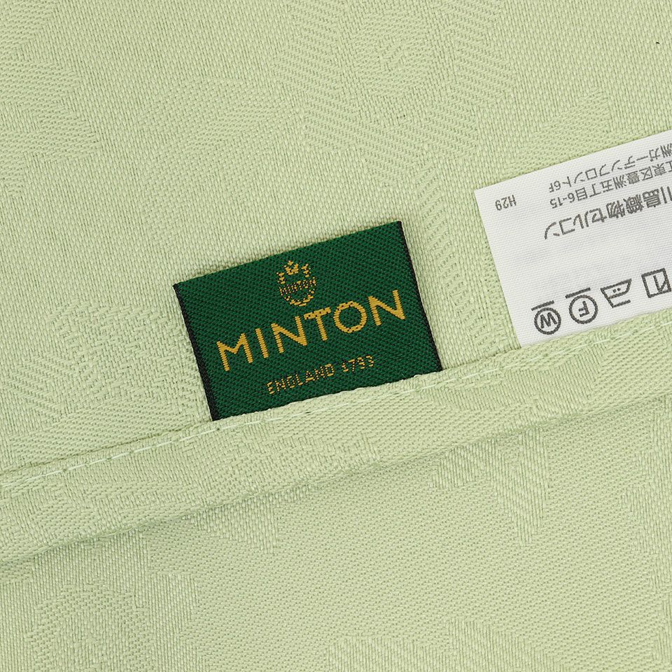 生地の裏側はMINTONのタグが付いています。：ライトグリーン