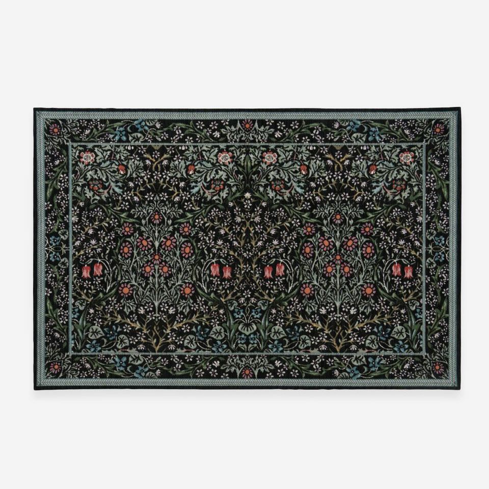 モリス風背当て付き椅子シート2枚、玄関マット50×80cmおまとめ モリス風背当て付き椅子シート2枚、玄関マット50×80cmおまとめ