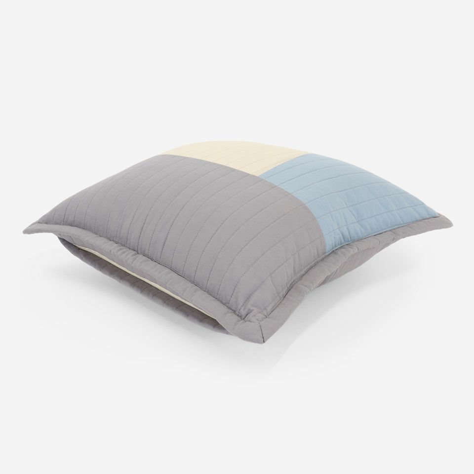 表面と裏面の異なるデザイン／周囲は共生地の額縁をつけています／表面カラー：ブルー