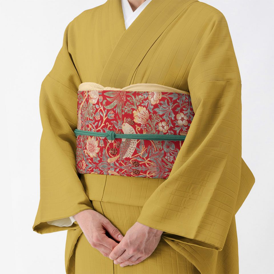 みこ　訳あり名古屋帯　ウィリアムモリス　いちご泥棒 みこ様専用 訳あり名古屋帯 ウィリアムモリス いちご泥棒 - メルカリ