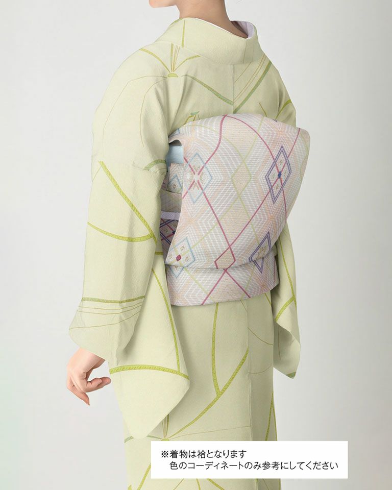 A41美品　全通袋帯　紬　絞り袋帯　菱仕立て上り　両面可能 2003306101.jpg
