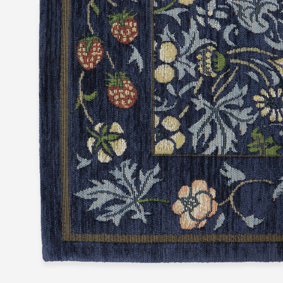 この商品はモール糸（シェニール糸）を使ったゴブラン織です／カラー：ブルー／約60cm×90cm