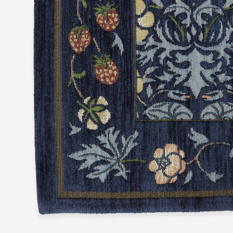 この商品はモール糸（シェニール糸）を使ったゴブラン織です／カラー：ブルー／約67cm×120cm