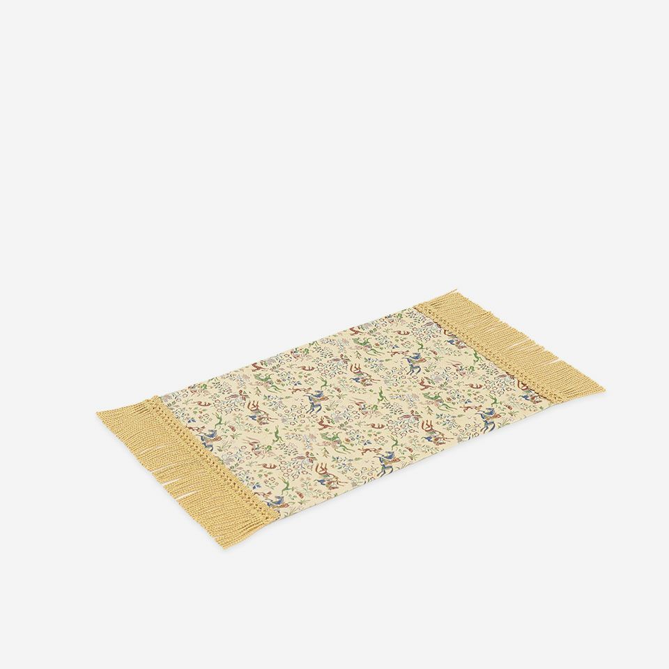 表面／カラー：ホワイトブラウン／28cm×40cm（フリンジ込みサイズ 28cm×54cm）