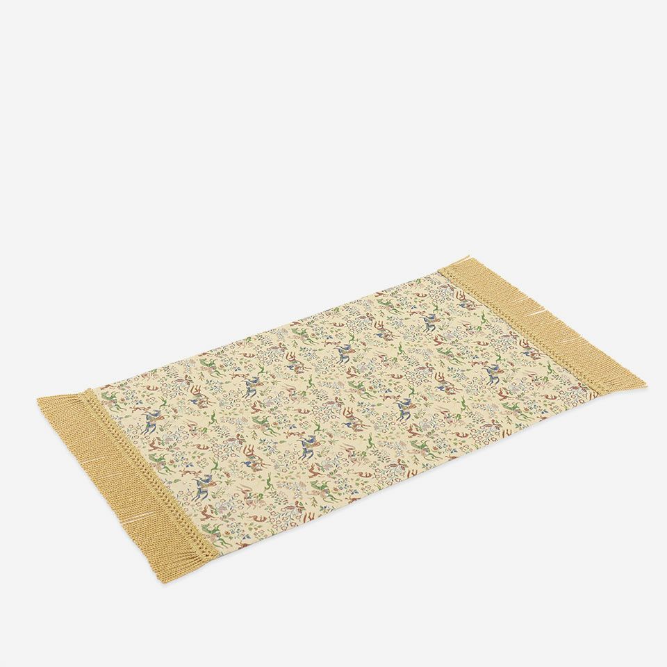 表面／カラー：ホワイトブラウン／38cm×60cm（フリンジ込みサイズ 38cm×74cm）