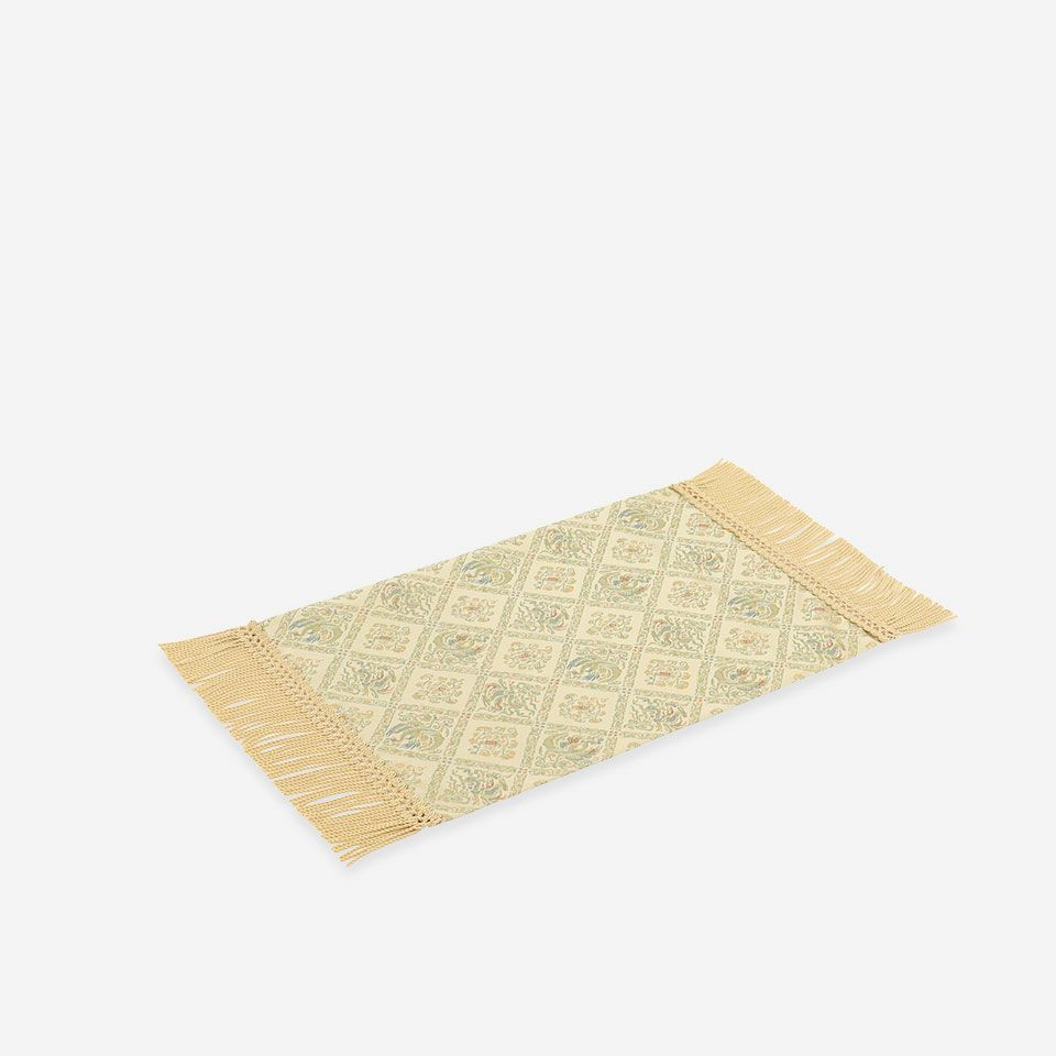 表面／カラー：ベージュ／28cm×40cm（フリンジ込みサイズ 28cm×54cm）