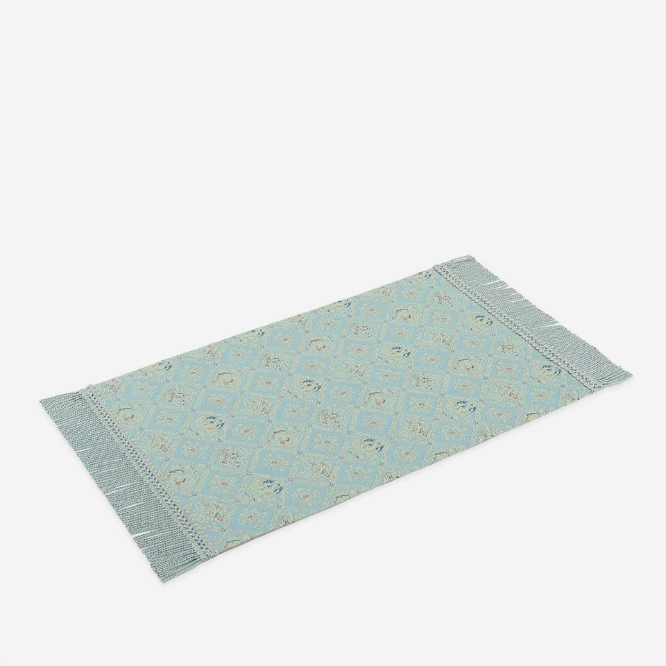 表面／カラー：ブルー／38cm×60cm（フリンジ込みサイズ 38cm×74cm）