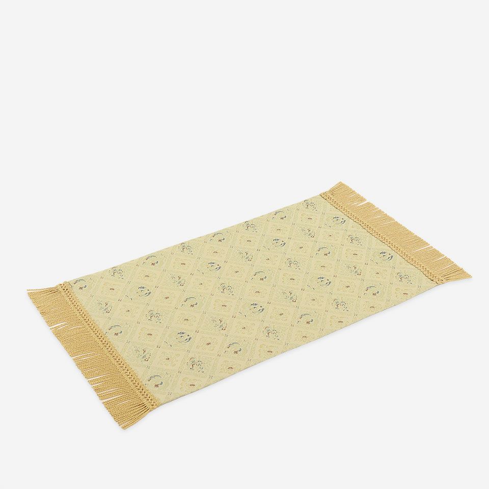 表面／カラー：ホワイトブラウン／38cm×60cm（フリンジ込みサイズ 38cm×74cm）