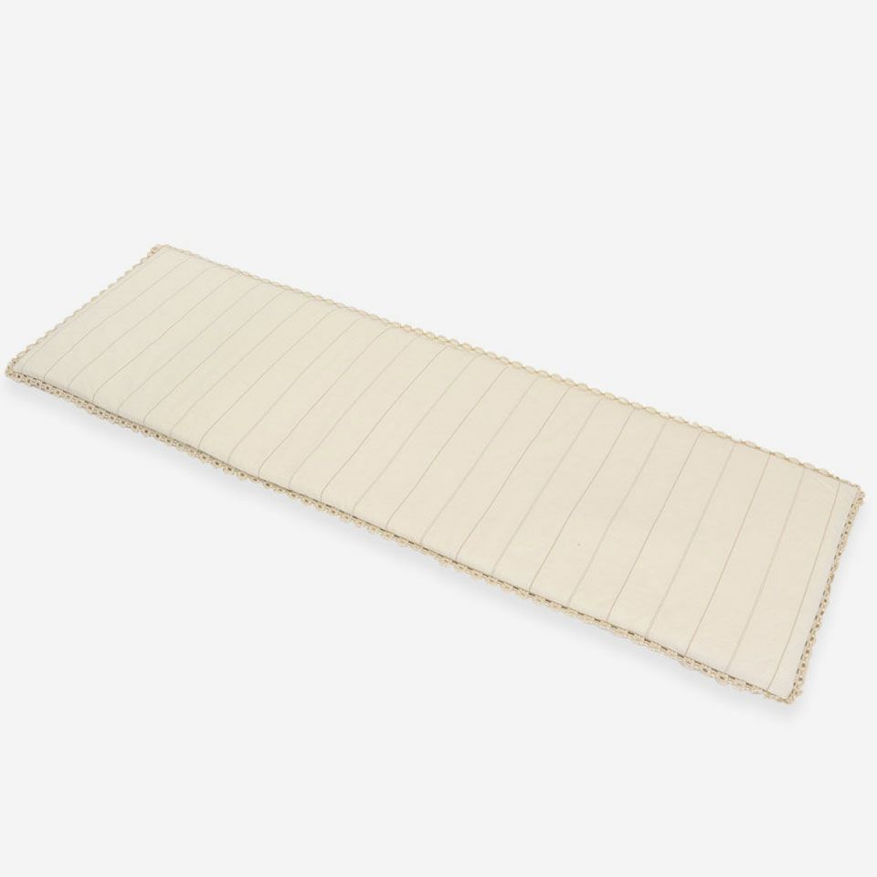 表面／カラー：アイボリー／46cm×150cm／麻綿素材の生地にトーションレースを合わせています