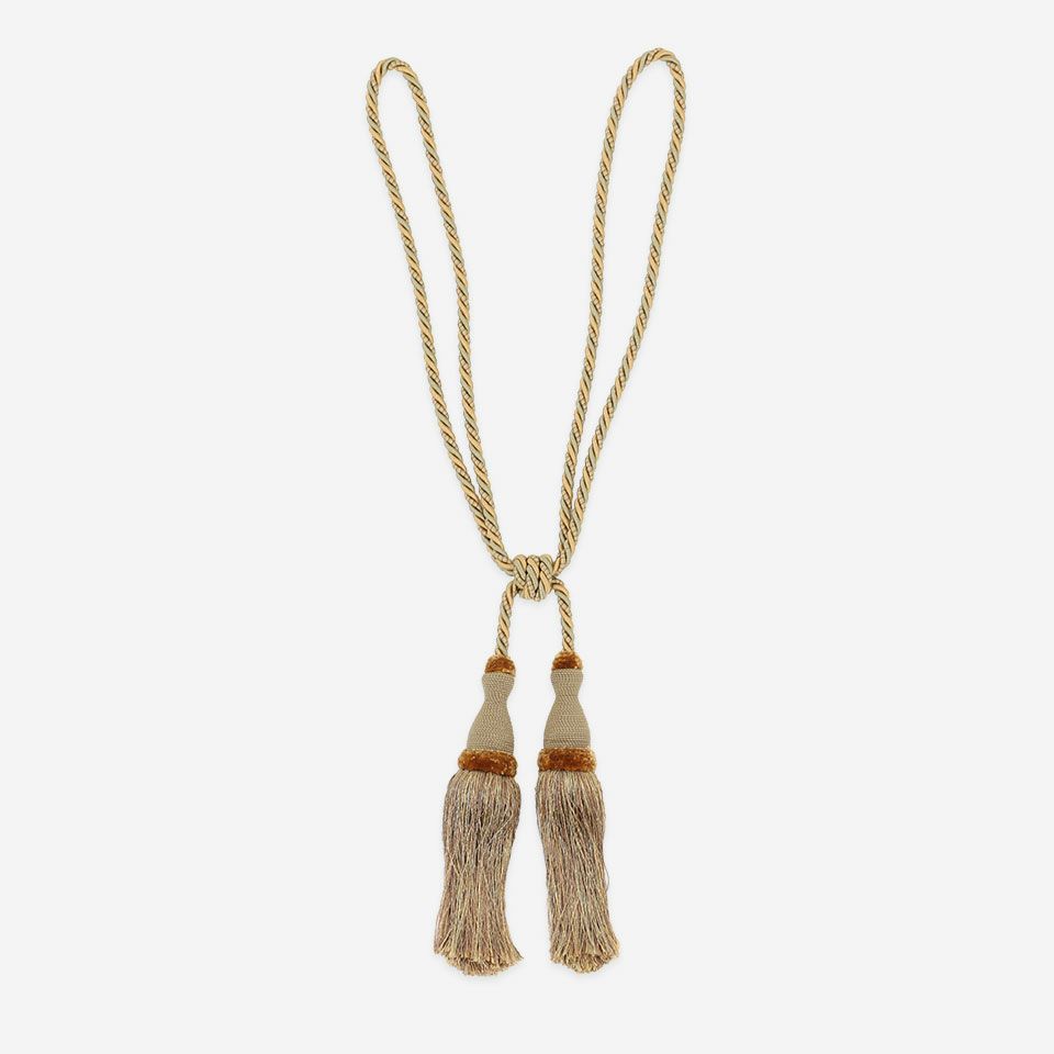 正面画像／カラー：ベージュ／紐の全長 約80cm 房の長さ 約27cm