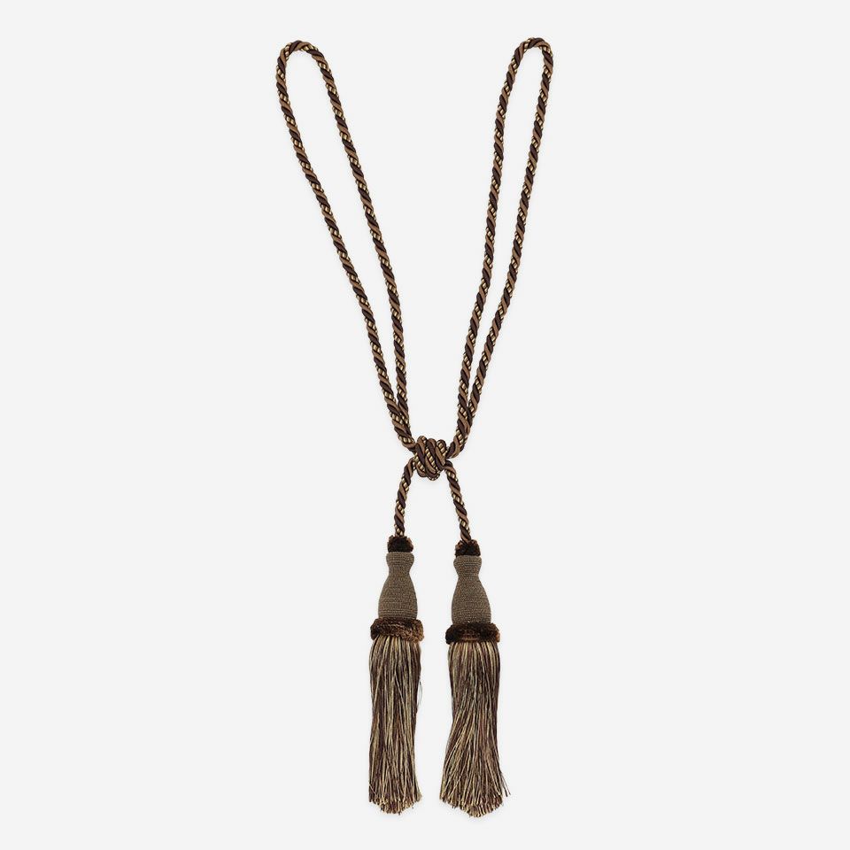 正面画像／カラー：ブラウン／紐の全長 約80cm 房の長さ 約27cm