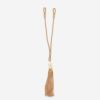 正面画像／カラー：ベージュ／紐の全長 約73cm（うちループ部分 約5cm） 房の長さ 約30cm