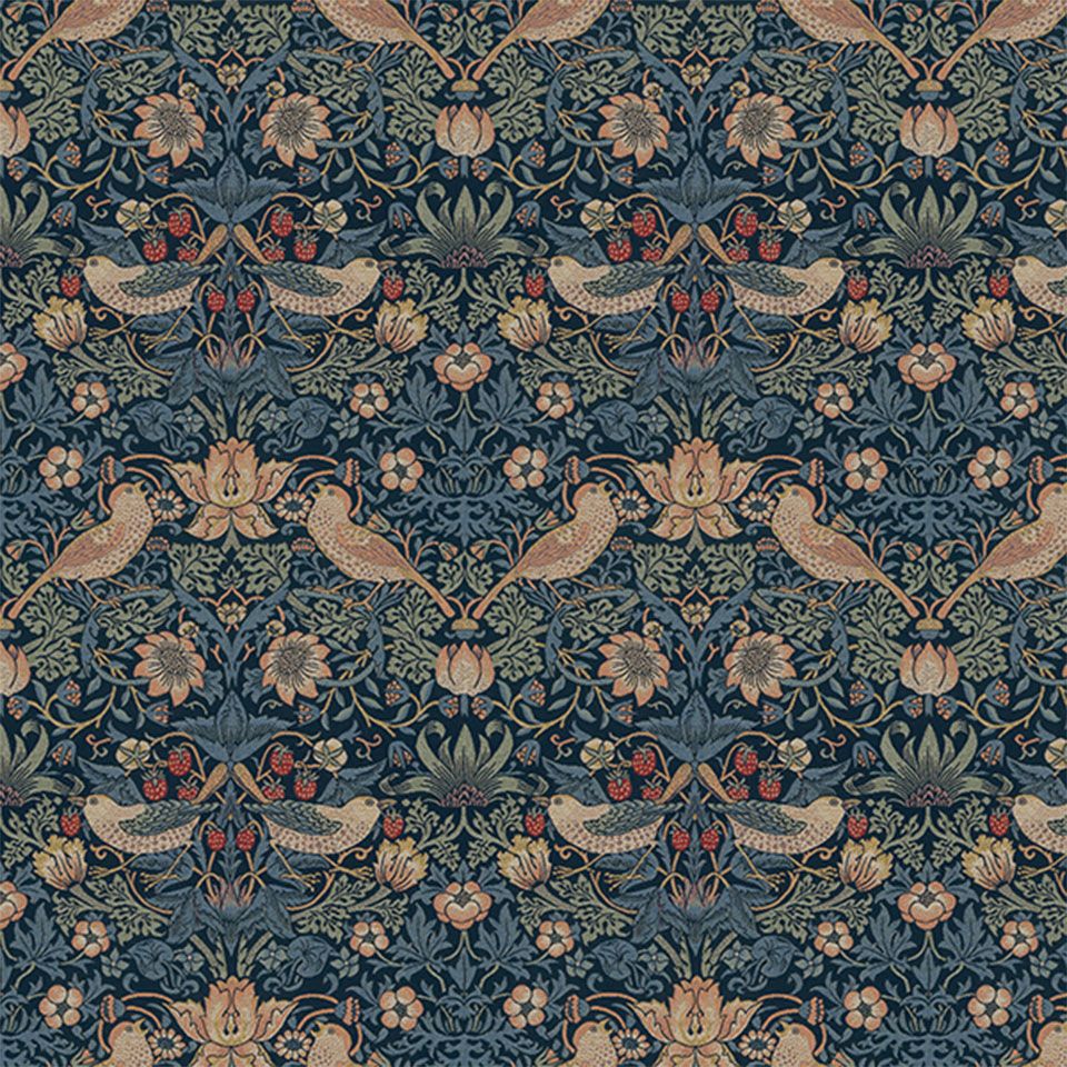 いちご泥棒は、ウィリアム・モリスによって製作された人気のデザインです／カラー：ブルー