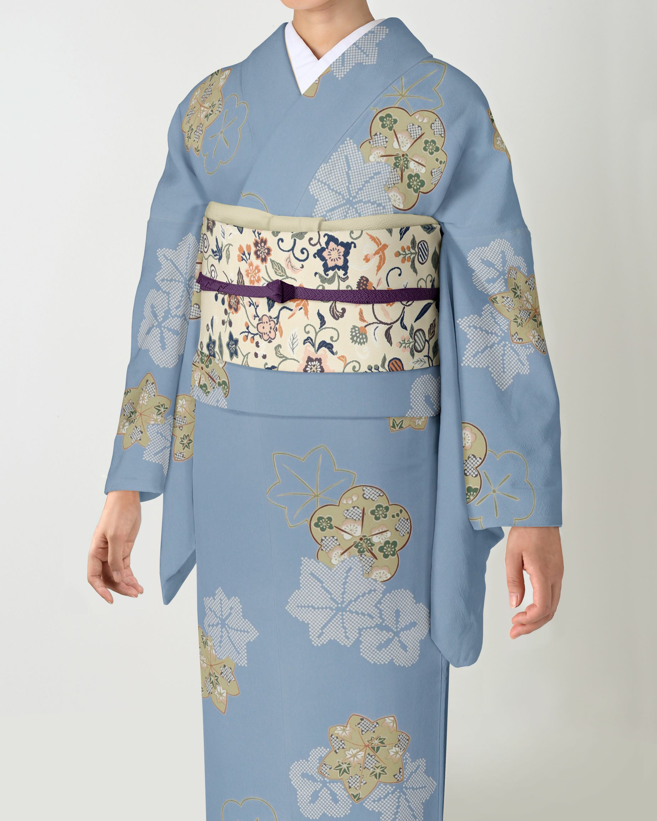 受注生産品】Yulia to Kawashima 名古屋帯 花苑遊鳥文(白茶) | 【公式