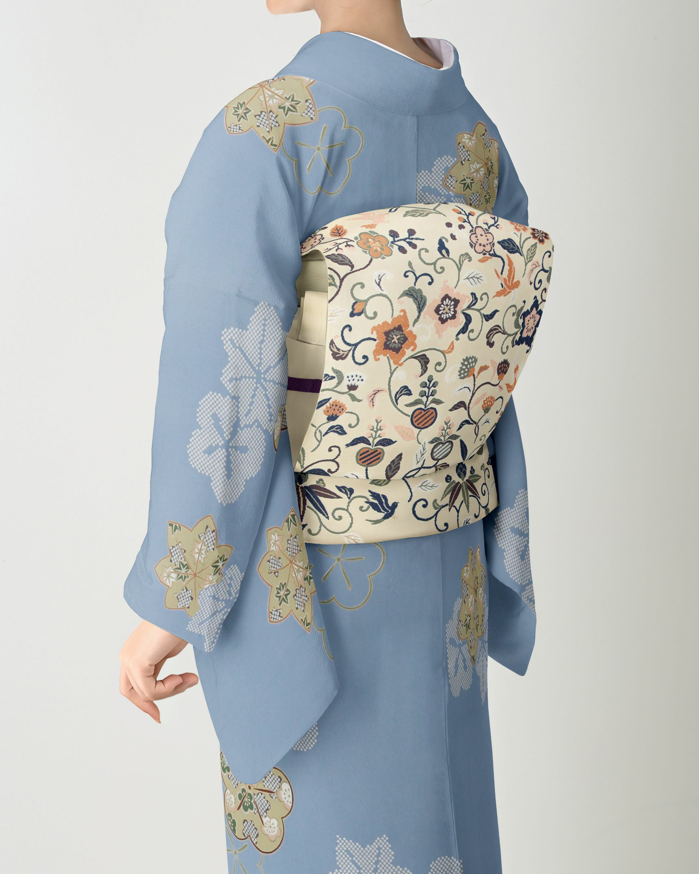 受注生産品】Yulia to Kawashima 名古屋帯 花苑遊鳥文(白茶) | 【公式