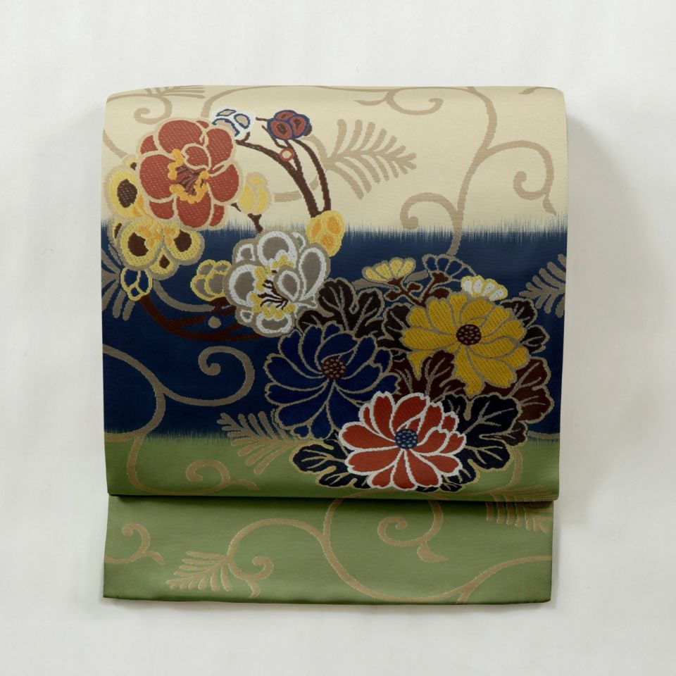 受注生産品】Yulia to Kawashima 名古屋帯 彩季花の丸(紺) | 【公式