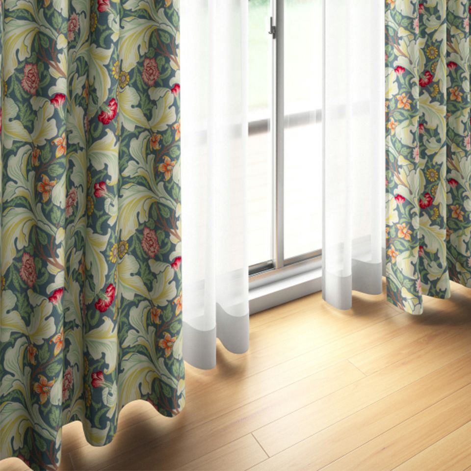 Morris & Co. 花柄ドレープカーテン レスター Morris Design Studio ドレープカーテン MM3129 【2.3倍ヒダ