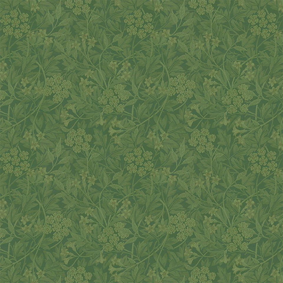 生地画像／植物の葉のシルエットを繊細なラインで描いた上にジャスミンを重ねることで、二種類の植物の重なりが奥行きを感じさせるデザインです