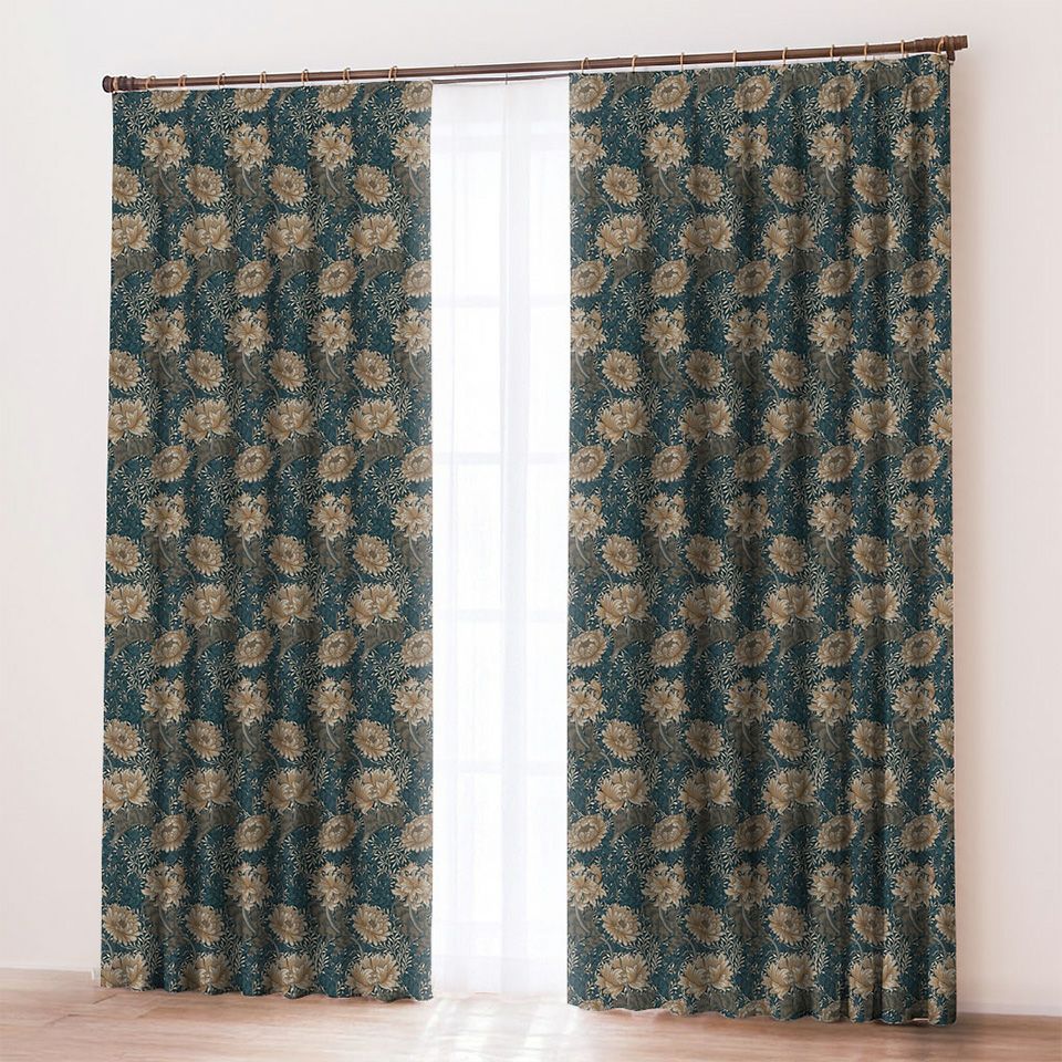 イメージ画像／ベージュの菊が鮮やかに浮かび上がるダークブルー色は、華やかさがありお客様をお迎えするお部屋にぴったりです