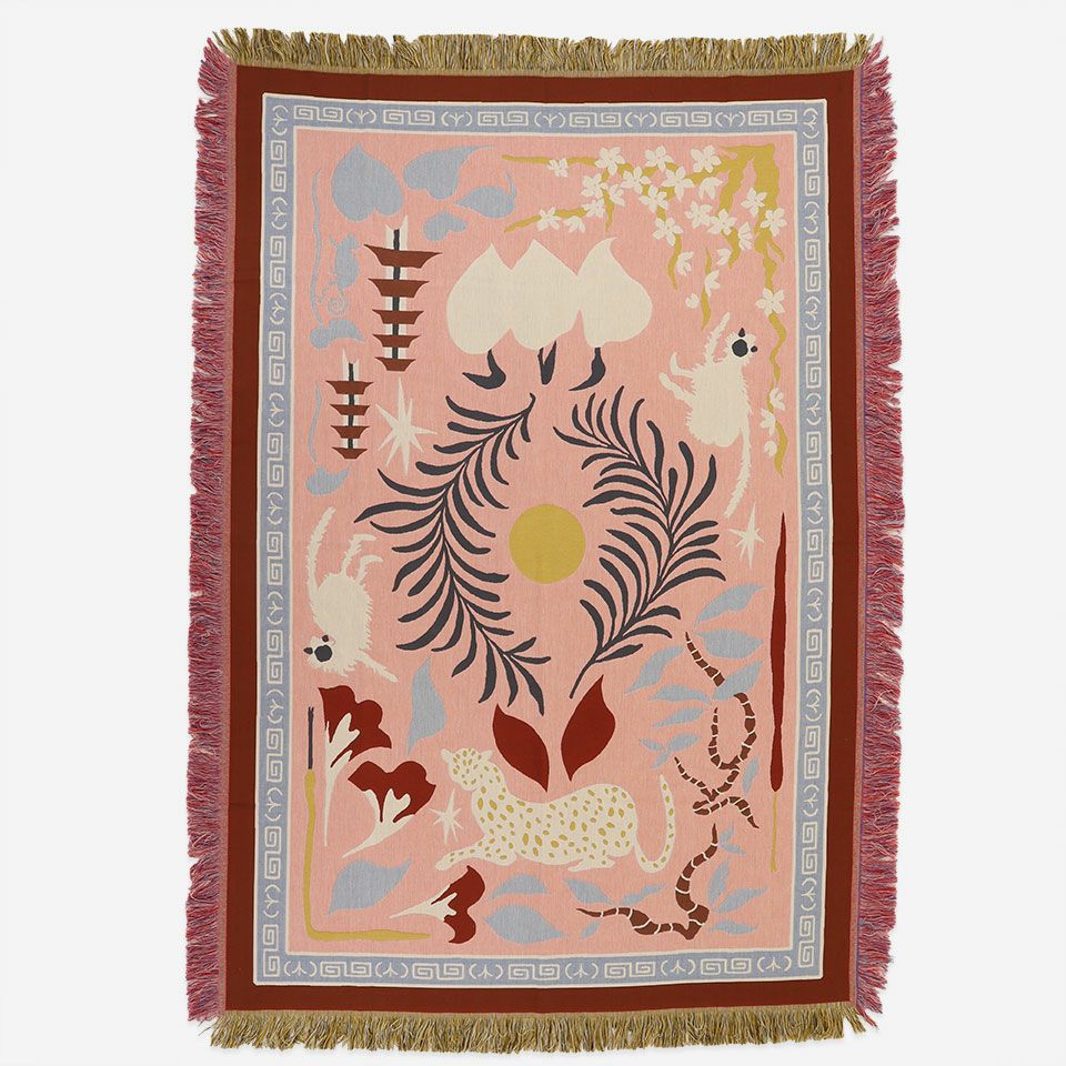 表面／カラー：ピンク／137cm×195cm※フリンジ部分含む